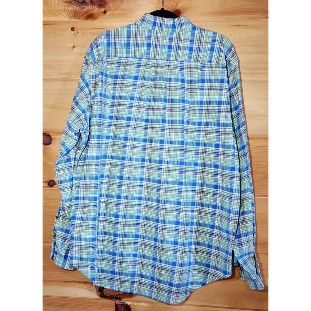Polo Ralph Lauren Button Down Flesh Pony Men’s Shirt Size XL Cotton Green Plaid